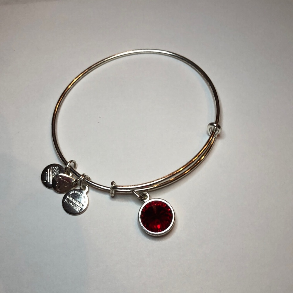 July (ruby) birthstone A&A bracelet in silver